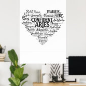 Aries Landschaps Poster | Zodiakus Woordwolk Kunst (Thuiskantoor)