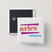 Aries Lt roze Vierkante Button 5,1 Cm (Voorkant /achterkant)