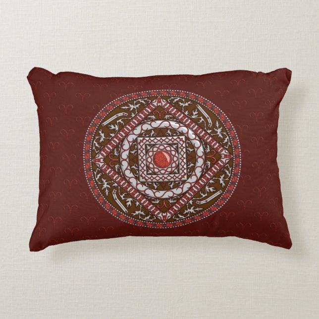 Aries Mandala Accentkussen Decoratief Kussen (Voorkant)