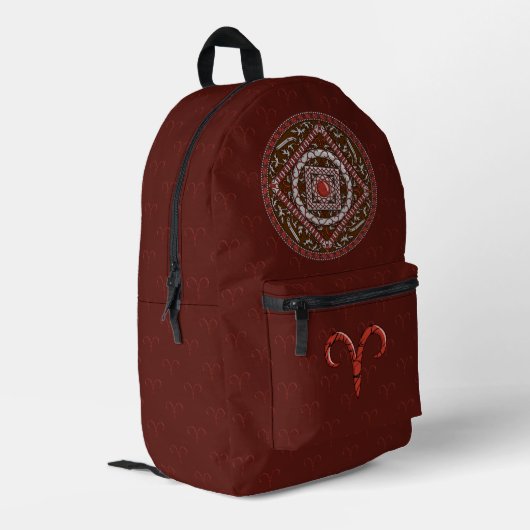 Aries Mandala Bedrukte Rugzak (Achterkant Hoek Links)