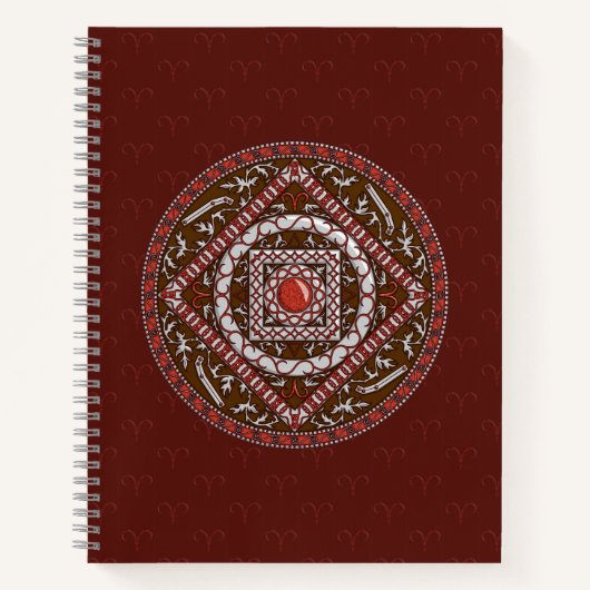 Aries Mandala Spiraal Notebook Notitieboek (Voorkant)