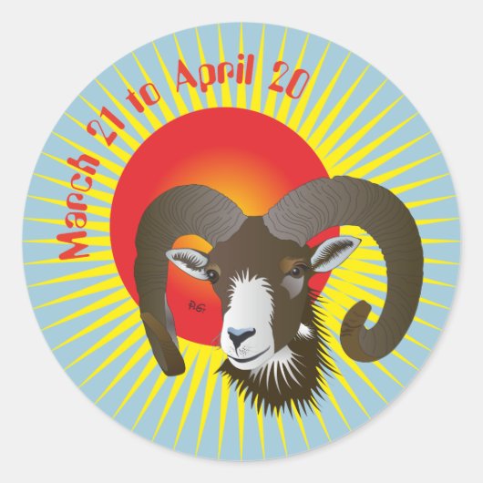 Aries March 21 to April 20 Sticker (Voorkant)