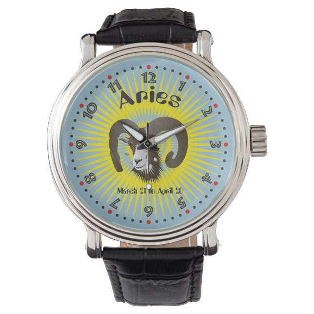 Aries March 21 to April 20 Watch Horloge (Voorkant)