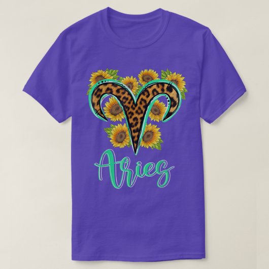 Aries March April Bday Leopard Zodiac Sign T-shirt (Design voorkant)