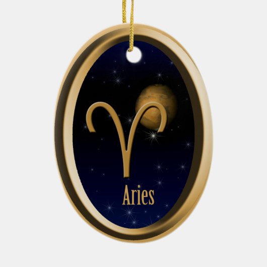 Aries Mars kerstversiering Keramisch Ornament (Achterkant)