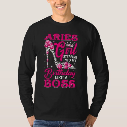 Aries meisje steekt mijn verjaardag in als een baa t-shirt (Voorkant)