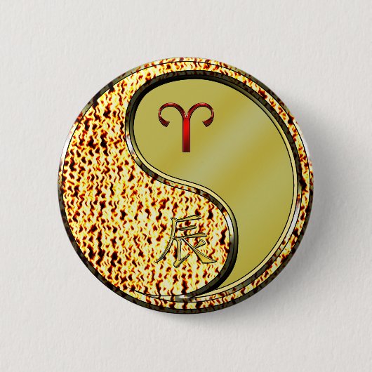 Aries & Metal Dragon Ronde Button 5,7 Cm (Voorkant)