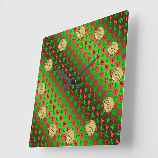 Aries & Metal Goat Vierkante Klok (Hoek)