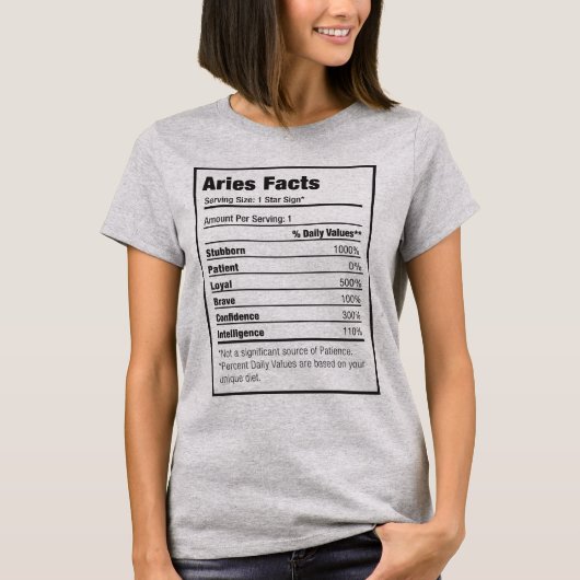 Aries Nutrition Fact Zodiac T-Shirt (Voorkant)
