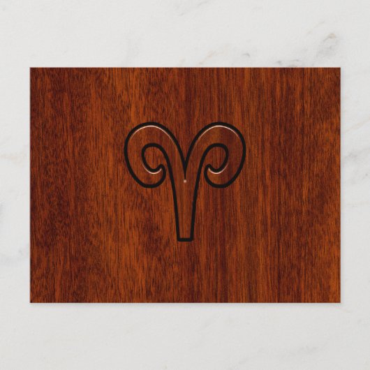 Aries ondertekenen op Mahogany als een afdrukdecor Briefkaart (Voorkant)