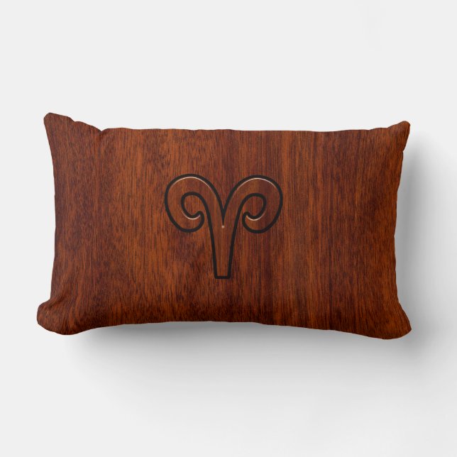 Aries ondertekenen op Mahogany als een afdrukdecor Kussen (Voorkant)