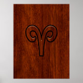 Aries ondertekenen op Mahogany als een afdrukdecor Poster (Voorkant)
