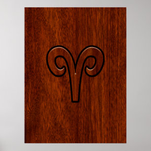 Aries ondertekenen op Mahogany als een afdrukdecor Poster
