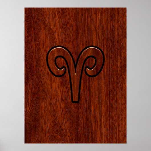 Aries ondertekenen op Mahogany als een afdrukdecor Poster (Voorkant)