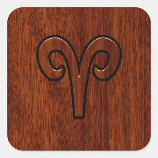 Aries ondertekenen op Mahogany als een afdrukdecor Vierkante Sticker (Voorkant)