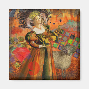 Aries Oranje Woman Gothic Illustration Magneet