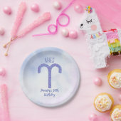 Aries Paars Astrology Sign Birthday Party Papieren Bordje (Feest)