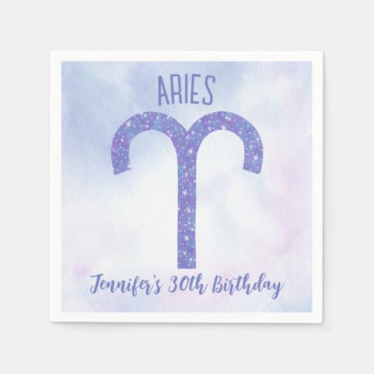  Aries Paars Astrology Sign Birthday Party Servet (Voorkant)