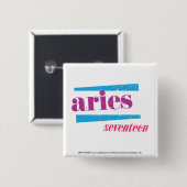 Aries Paars Vierkante Button 5,1 Cm (Voorkant /achterkant)