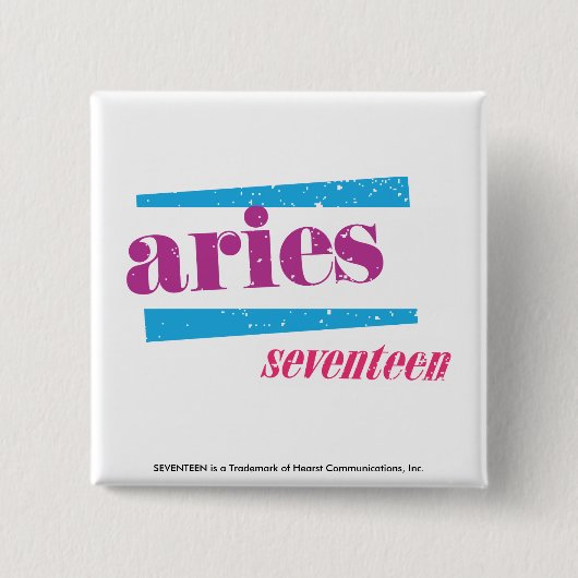 Aries Paars Vierkante Button 5,1 Cm (Voorkant)