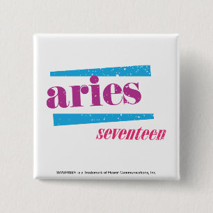 Aries Paars Vierkante Button 5,1 Cm