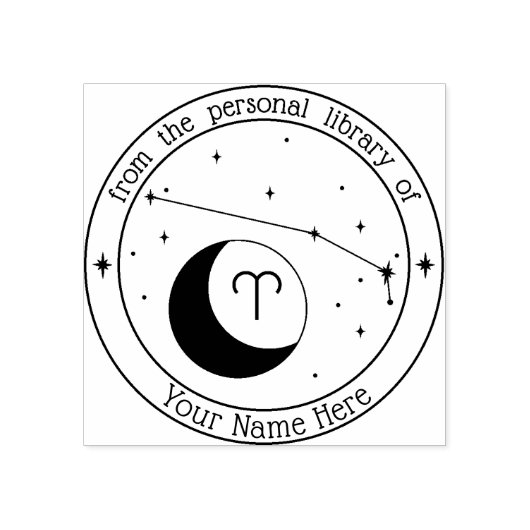Aries Personalized Zodiac Book Stamp Rubberstempel (Afrduk)