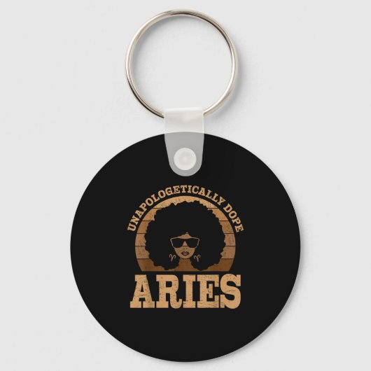 Aries Queen Afro Hair Black Woman Zodiac Sign  Sleutelhanger (Voorkant)