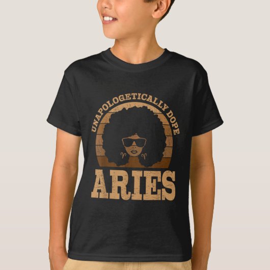 Aries Queen Afro Hair Black Woman Zodiac Sign  T-shirt (Voorkant)