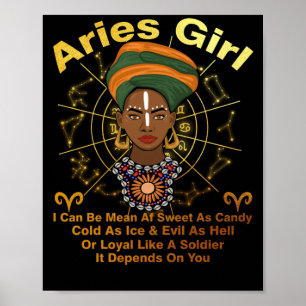 Aries Queen Sweet als Snoep Birthday Black Women Poster
