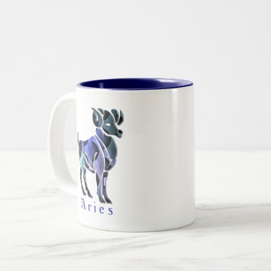 Aries Ram Coffee Cup Tweekleurige Koffiemok (Voorkant links)