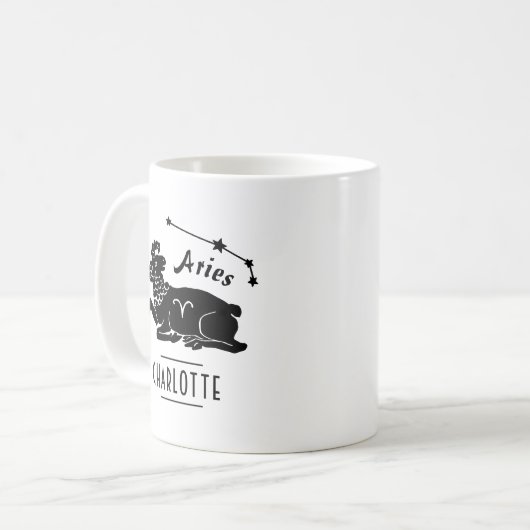 Aries Ram Constellation Custom Name Birthday Gift  Koffiemok (Voorkant links)