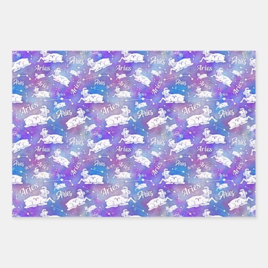 Aries Ram Constellation Stars Birthday Pattern Inpakpapier Vel (Voorkant)