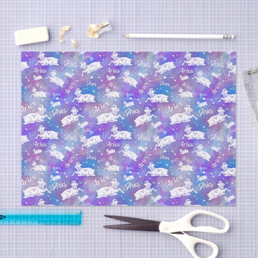 Aries Ram Constellation Stars Birthday Pattern Tissuepapier (Craft)