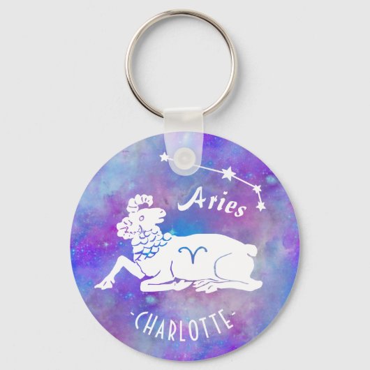 Aries Ram Constellation Stars Eigen naam Birthday Sleutelhanger (Voorkant)
