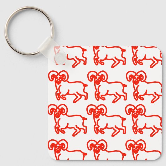 Aries Ram Keychain – Minimal Zodiac Animal Outline (Voorkant)