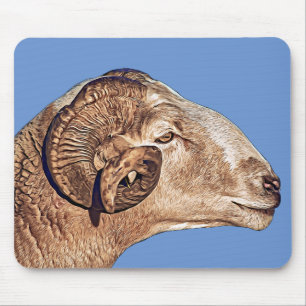 Aries Ram Sheep Face Boerderij Animal Art Muismat