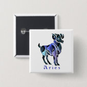 Aries Ram Square Pin Vierkante Button 5,1 Cm (Voorkant /achterkant)