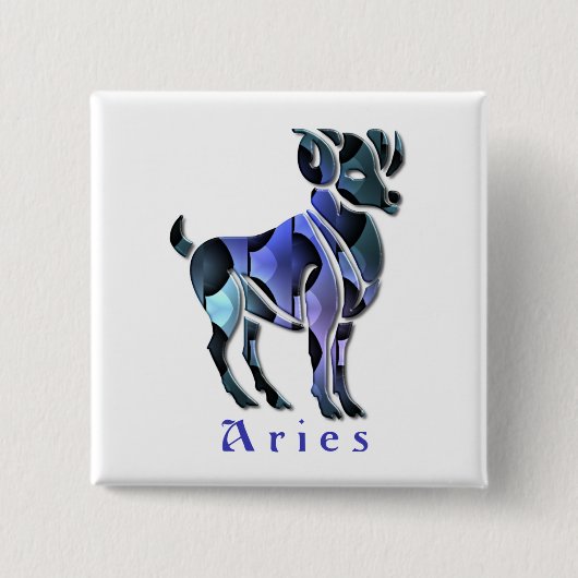 Aries Ram Square Pin Vierkante Button 5,1 Cm (Voorkant)
