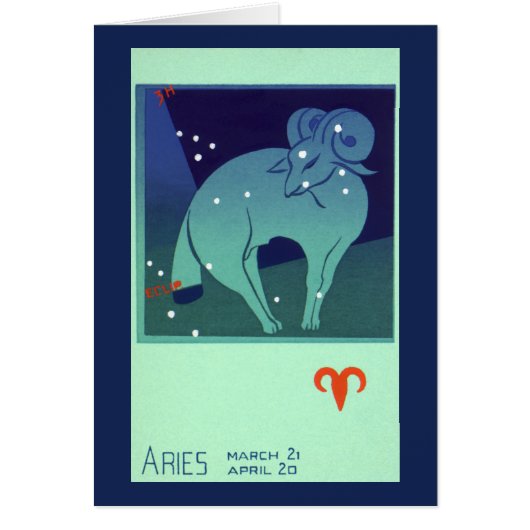 Aries Ram Sterrenbeeld, Vintage Zodiac Astrologie (Voorkant)