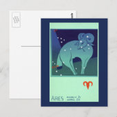 Aries Ram sterrenbeeld, Vintage Zodiac Astrologie Briefkaart (Voorkant / Achterkant)