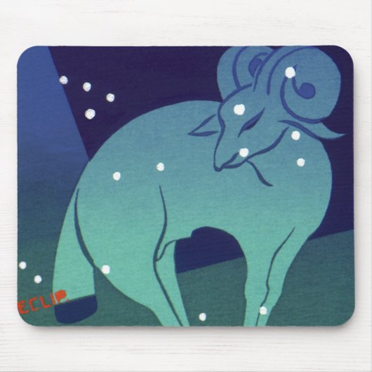 Aries Ram Sterrenbeeld, Vintage Zodiac Astrologie Muismat (Voorkant)