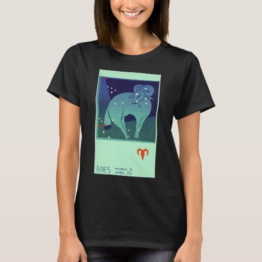 Aries Ram sterrenbeeld, Vintage Zodiac Astrologie T-shirt (Voorkant)
