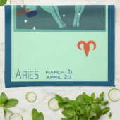 Aries Ram Sterrenbeeld, Vintage Zodiac Astrologie Theedoek (Gevouwen)