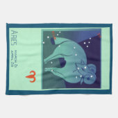 Aries Ram Sterrenbeeld, Vintage Zodiac Astrologie Theedoek (Horizontaal)