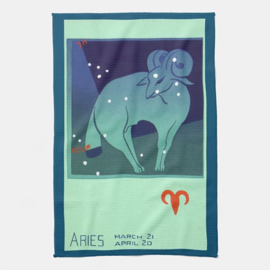 Aries Ram Sterrenbeeld, Vintage Zodiac Astrologie Theedoek (Verticaal)