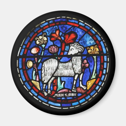 Aries Ram Year Gothic Glas in lood Windows M 1 Magneet (Voorkant)