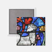 Aries Ram Year Gothic Glas in lood Windows Sq M Magneet (Voorkant / Achterkant)