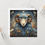 Aries Ram Zodiac Astrology Celestial Birthday Kaart (Voorkant / Achterkant in situ)