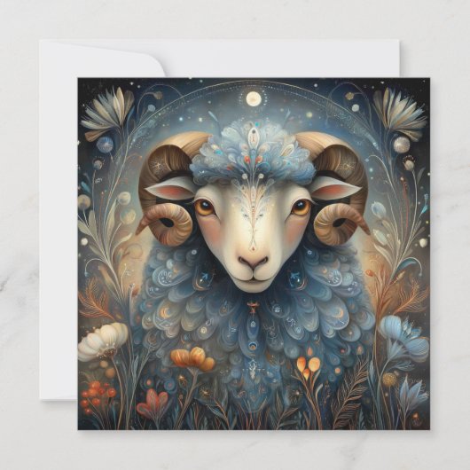 Aries Ram Zodiac Astrology Celestial Birthday Kaart (Voorkant)