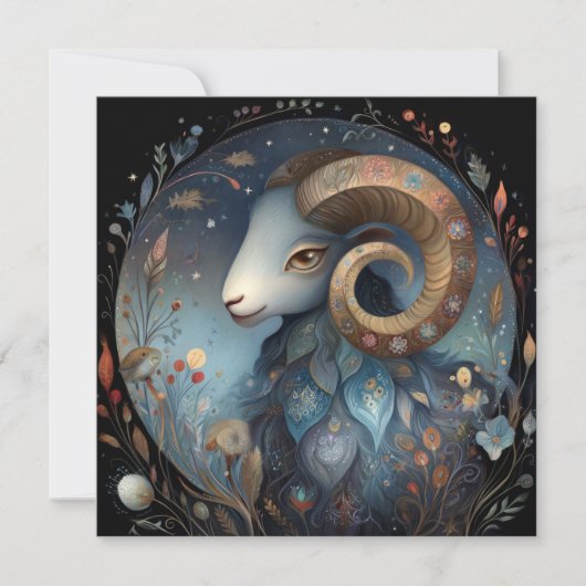 Aries Ram Zodiac Astrology Mystical Birthday Kaart (Voorkant)